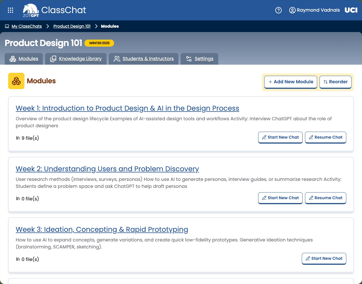 Screenshot of ZotGPT ClassChat